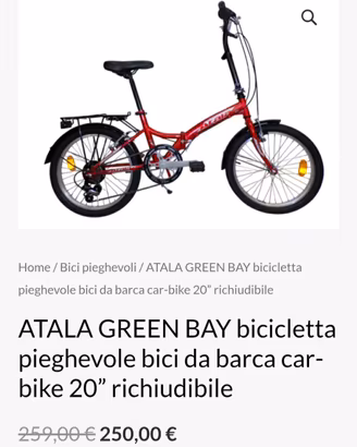 Atala green bay rossa piegevole NUOVA imballata