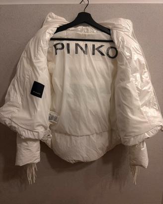 PINKO Piumino Bianco con Frange Taglia 40/S