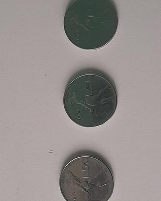 3 monete italiane da 50 lire- caravelle anni 70