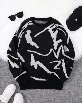 Maglione Oversize Azzurro Grafica Streetwear M 🔥 