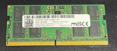 RAM SO-DIMM DDR5 PC5-6400B 16GB NUOVE