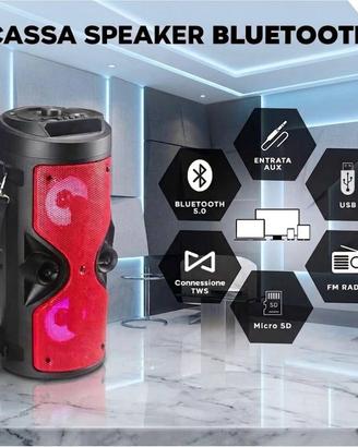 Cassa Speaker Bluetooth Portatile con Microfono