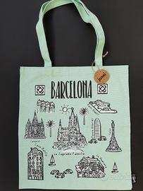 Borsa Tote Bag Barcellona Jumi verde acqua nuova