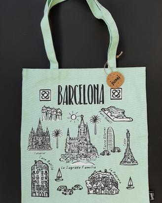 Borsa Tote Bag Barcellona Jumi verde acqua nuova
