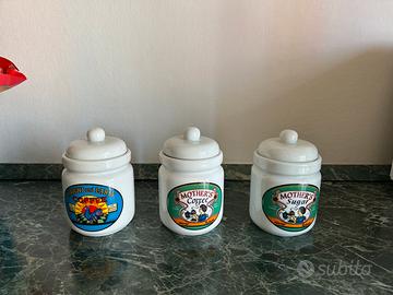 Set 3 barattoli ceramica vintage stile americano