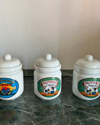 Set 3 barattoli ceramica vintage stile americano