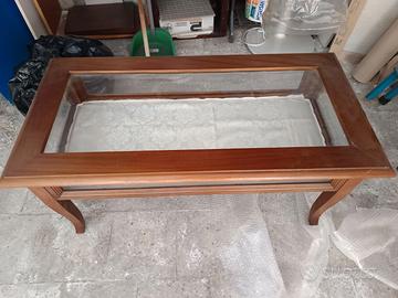Tavolino in legno con  vetroContenitore