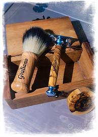 set da barba in ulivo 