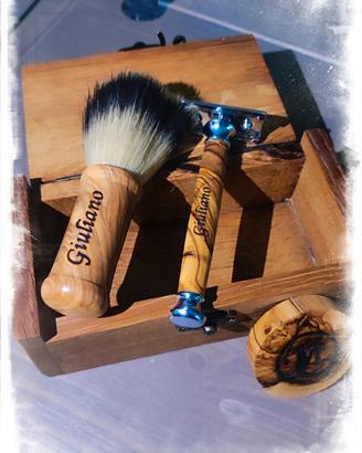 set da barba in ulivo 