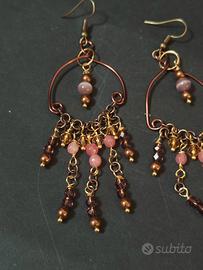 orecchini vetro,ematite,agata,brinzati