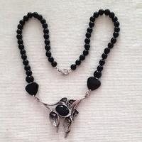 Collana argento 925 brunito e pietre