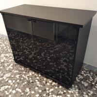 Mobile porta Hi-Fi TV grande, legno e vetro fumè