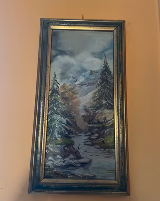 Dipinto paesaggio di montagna vintage