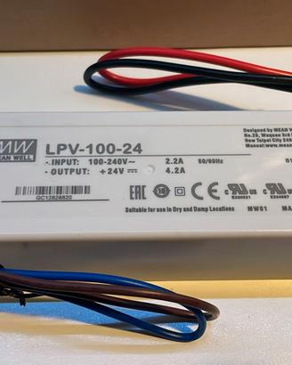 Alimentatore per LED 24V 100W Mean Well LPV-100-24