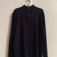 Maglione uomo blu scuro con zip taglia M