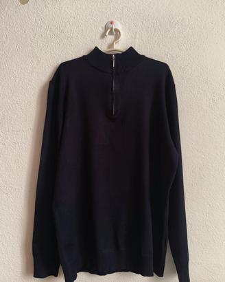 Maglione uomo blu scuro con zip taglia M