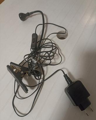 lampada a morsetto con collo di cigno e alimentato