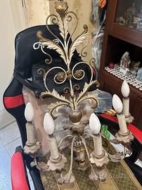 applique e lampadario vintage in ferro battuto