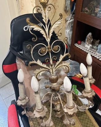 applique e lampadario vintage in ferro battuto