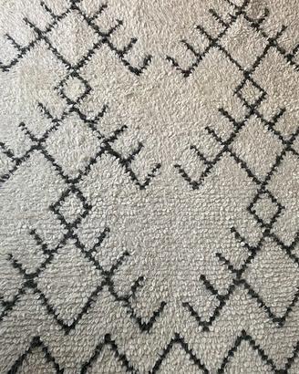 Tappeto stile berbero 215x150cm con frange panna