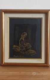 Dipinto Paolo polli -  Ricamatrice