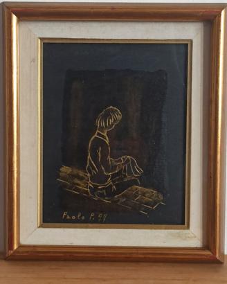 Dipinto Paolo polli -  Ricamatrice