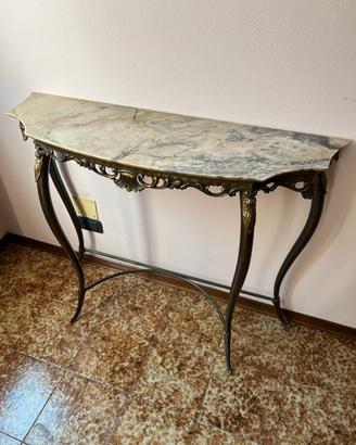 console vintage in marmo e ottone lavorato