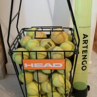 Cesto, tubo e palline padel