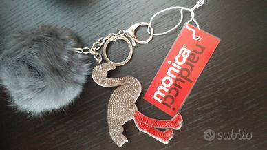 Portachiavi Fenicottero lurex e charm borsa