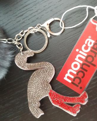 Portachiavi Fenicottero lurex e charm borsa