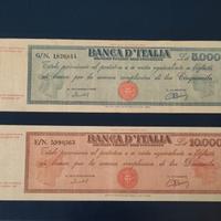 banconote italiane titoli lire 5000 + 10.000