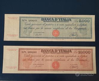 banconote italiane titoli lire 5000 + 10.000