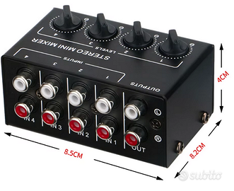 Mini mixer audio passivo 4 canali stereo NUOVO