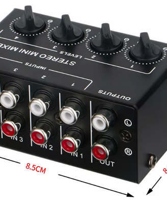 Mini mixer audio passivo 4 canali stereo NUOVO