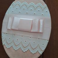 Scatola in velluto rosa, raso e sangallo NUOVA