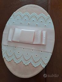 Scatola in velluto rosa, raso e sangallo NUOVA