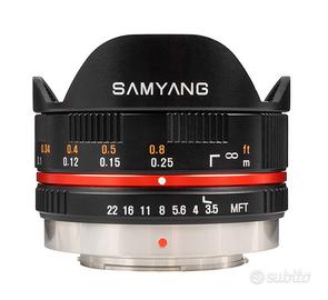 NUOVO - Samyang 7,5mm f3.5 FISH-EYE nero per m4/3