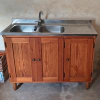 Mobile lavello acciaio inox doppia bocca e scolap.