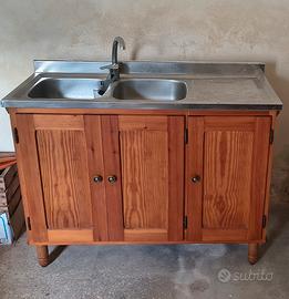 Mobile lavello acciaio inox doppia bocca e scolap.