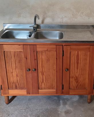 Mobile lavello + pensile scolapiatti legno massell