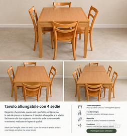 Tavolo allungabile e 6 sedie