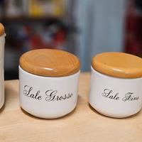 Set barattoli Zucchero/Sale Grosso/Sale Fino/Pepe