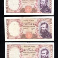 DIECIMILA 10000 LIRE MICHELANGELO 3 DECRETI
