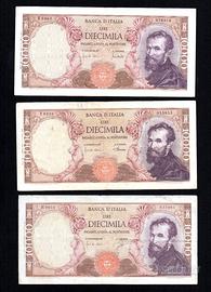 DIECIMILA 10000 LIRE MICHELANGELO 3 DECRETI