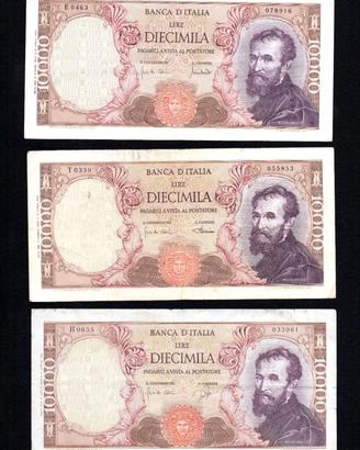 DIECIMILA 10000 LIRE MICHELANGELO 3 DECRETI