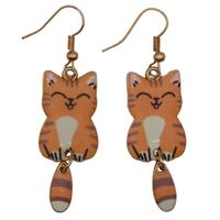 Orecchini simpatici gatti arancioni con coda
