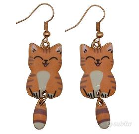 Orecchini simpatici gatti arancioni con coda