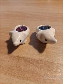 Coppia mini candele forma elefantino