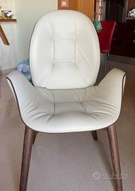 Tonin sedia Sorrento con braccioli in pelle