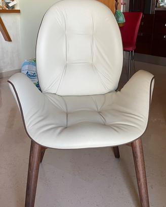 Tonin sedia Sorrento con braccioli in pelle
